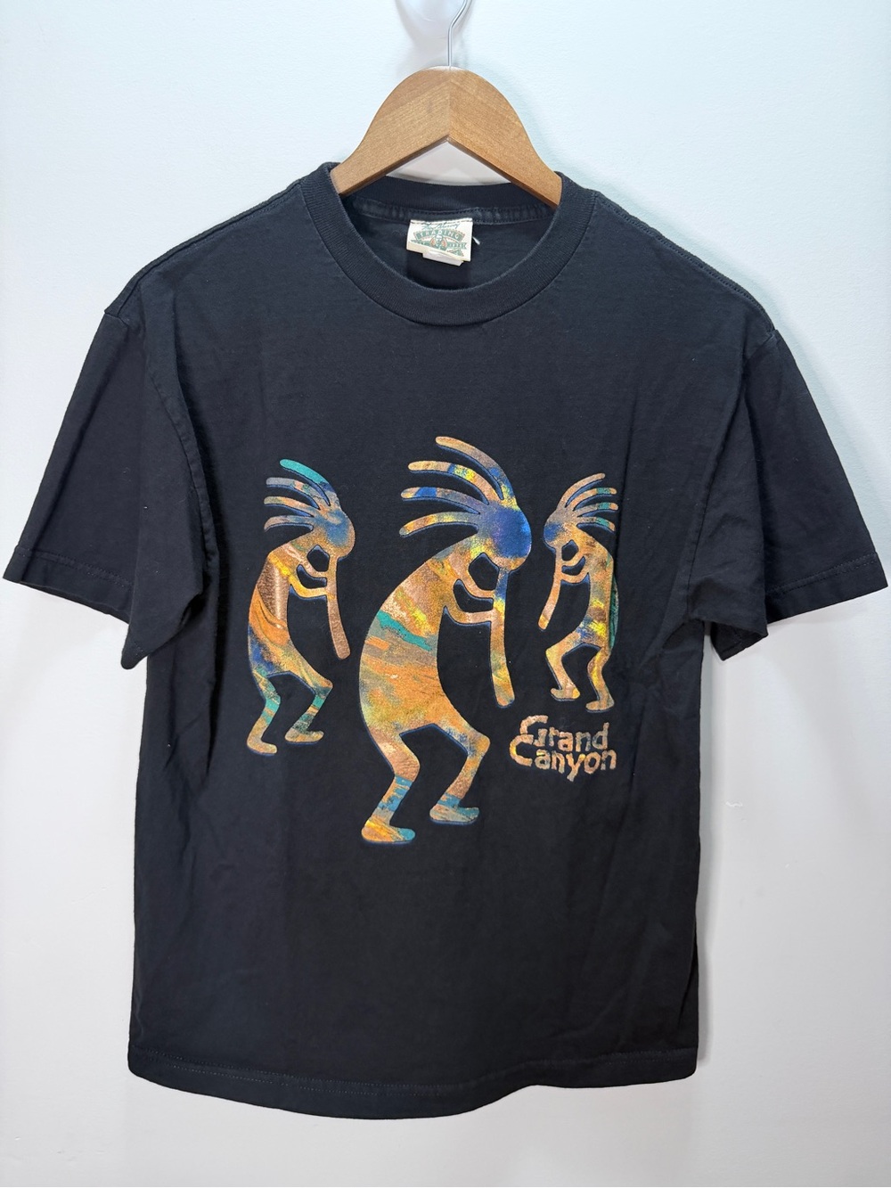 Y2K Grand Canyon Kokopelli Black Graphic T-Shirt Size M 26x20
